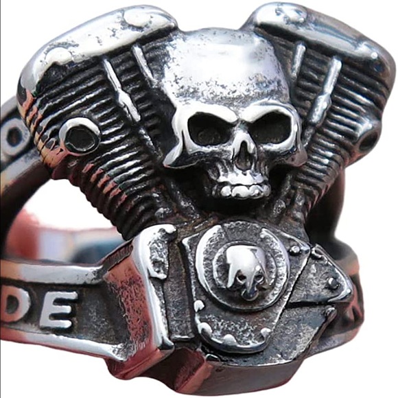 Brand New Unisex Size 2 Steampunk’s Skull Rider Ring Stainless Steel Adjustable - Picture 6 of 7